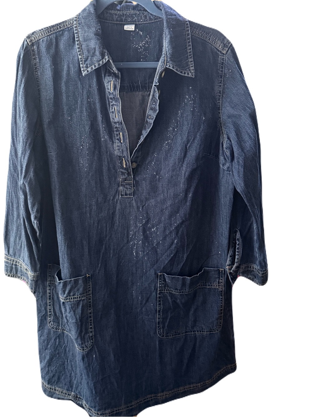 Old Navy Dark Indigo Denim Popover Tunic Dress